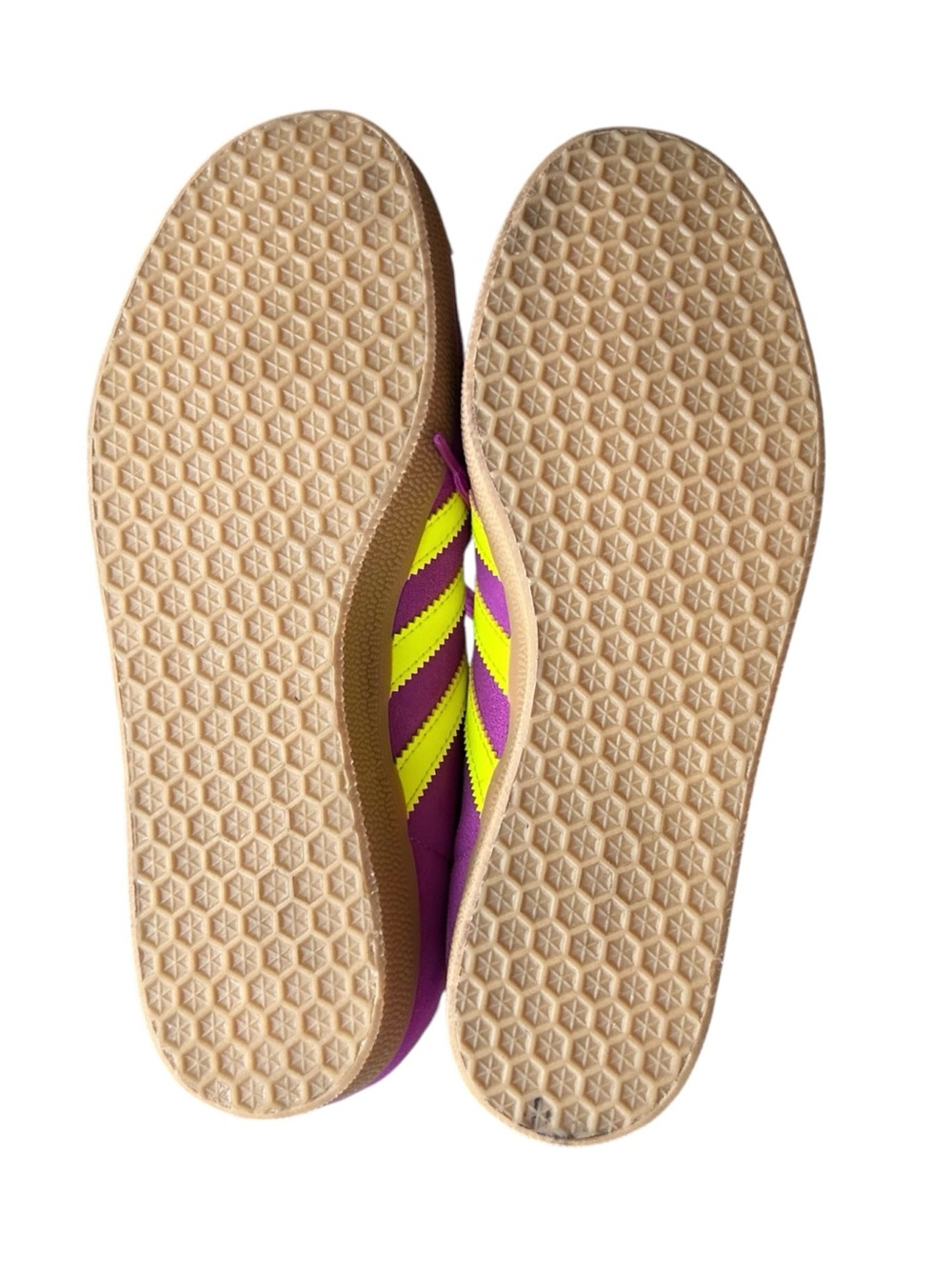 Adidas Originals Gazelle Suede Shoes Sz 7.5 Purple Yellow Stripe Sneakers - Picture 11 of 16
